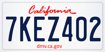 CA license plate 7KEZ402