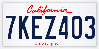 CA license plate 7KEZ403