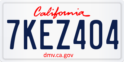 CA license plate 7KEZ404