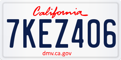 CA license plate 7KEZ406