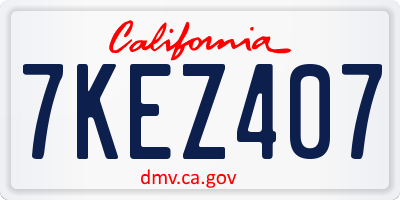 CA license plate 7KEZ407