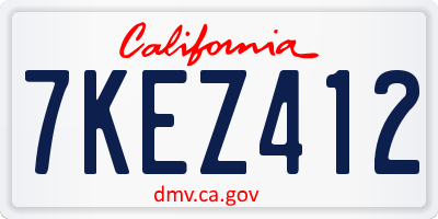 CA license plate 7KEZ412