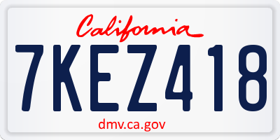 CA license plate 7KEZ418
