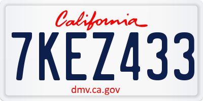 CA license plate 7KEZ433