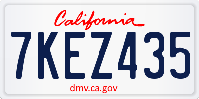CA license plate 7KEZ435