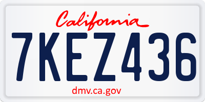 CA license plate 7KEZ436