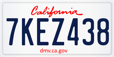 CA license plate 7KEZ438