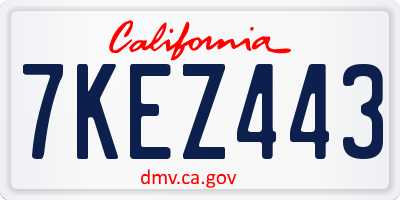 CA license plate 7KEZ443