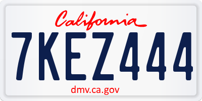 CA license plate 7KEZ444