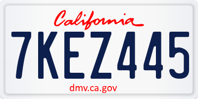CA license plate 7KEZ445