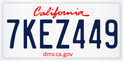 CA license plate 7KEZ449