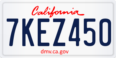 CA license plate 7KEZ450