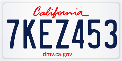 CA license plate 7KEZ453