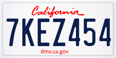 CA license plate 7KEZ454