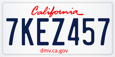 CA license plate 7KEZ457