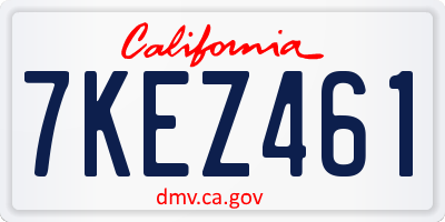 CA license plate 7KEZ461