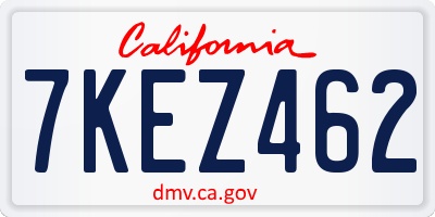 CA license plate 7KEZ462