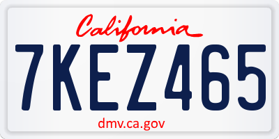 CA license plate 7KEZ465
