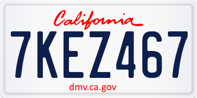 CA license plate 7KEZ467