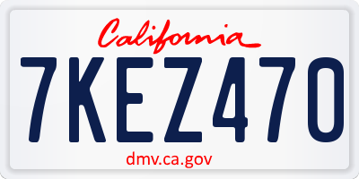 CA license plate 7KEZ470