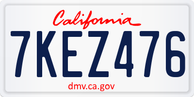 CA license plate 7KEZ476