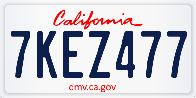 CA license plate 7KEZ477
