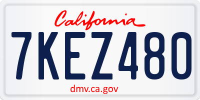 CA license plate 7KEZ480