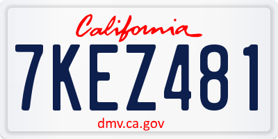 CA license plate 7KEZ481