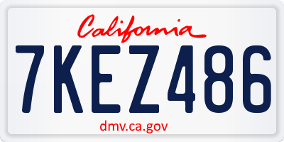 CA license plate 7KEZ486