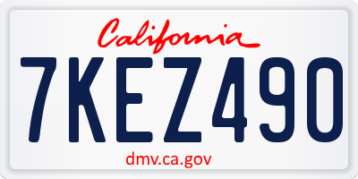 CA license plate 7KEZ490
