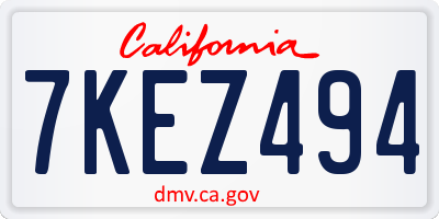 CA license plate 7KEZ494