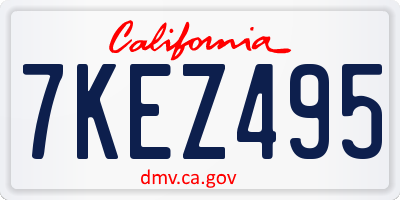 CA license plate 7KEZ495