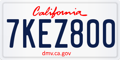 CA license plate 7KEZ800
