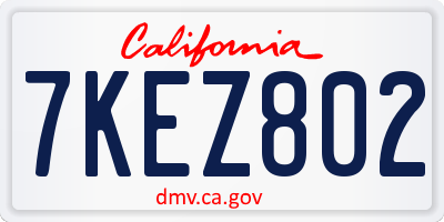 CA license plate 7KEZ802