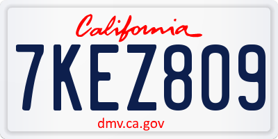 CA license plate 7KEZ809