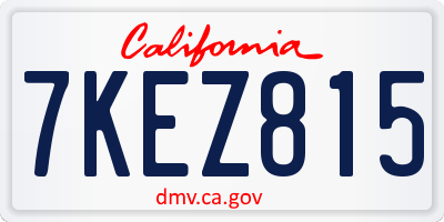 CA license plate 7KEZ815