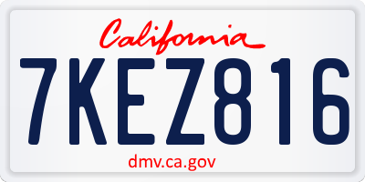 CA license plate 7KEZ816