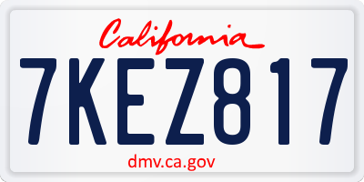 CA license plate 7KEZ817