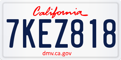 CA license plate 7KEZ818