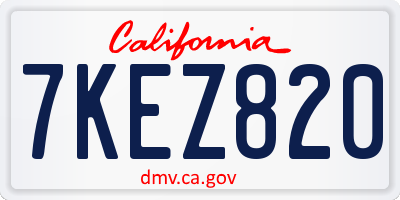 CA license plate 7KEZ820