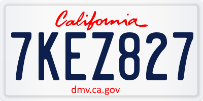 CA license plate 7KEZ827