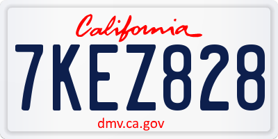 CA license plate 7KEZ828