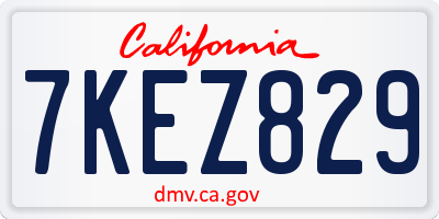 CA license plate 7KEZ829