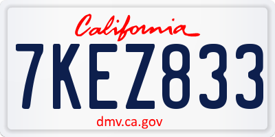 CA license plate 7KEZ833