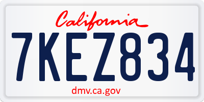 CA license plate 7KEZ834