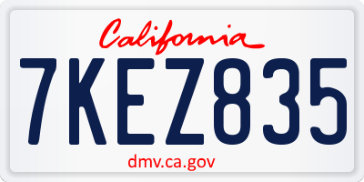 CA license plate 7KEZ835