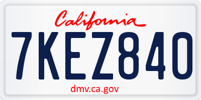 CA license plate 7KEZ840