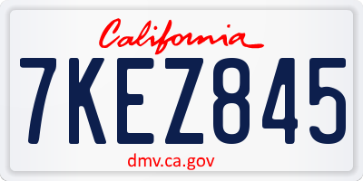 CA license plate 7KEZ845