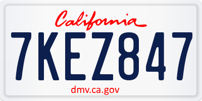 CA license plate 7KEZ847