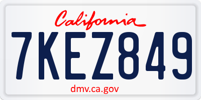 CA license plate 7KEZ849